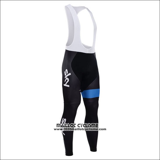 2015 Maillot Ciclismo Sky Azur et Noir Manches Longues et Cuissard